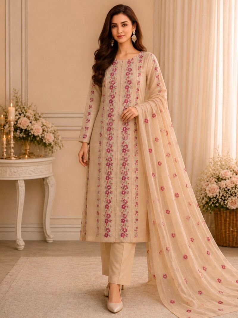 Ms-51 Embroidered Lawn Unstitched 3 Pcs