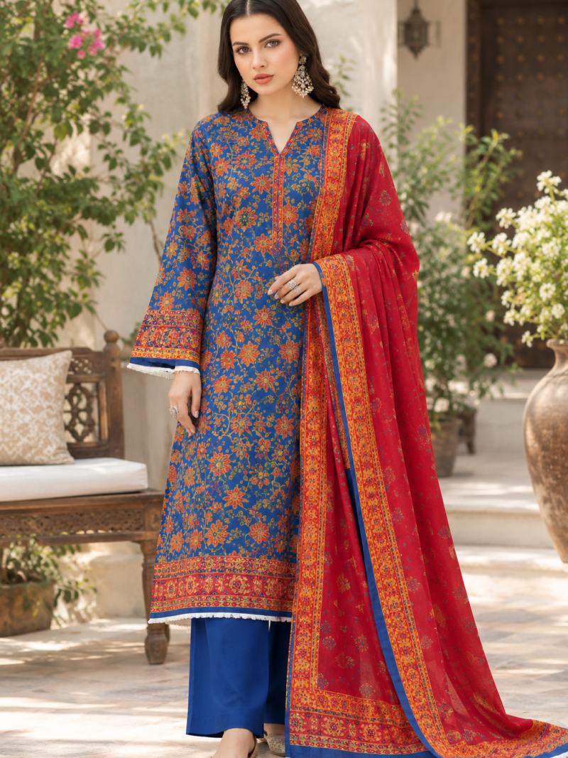 MSFC-01 Embroidered Printed Lawn 3Pcs