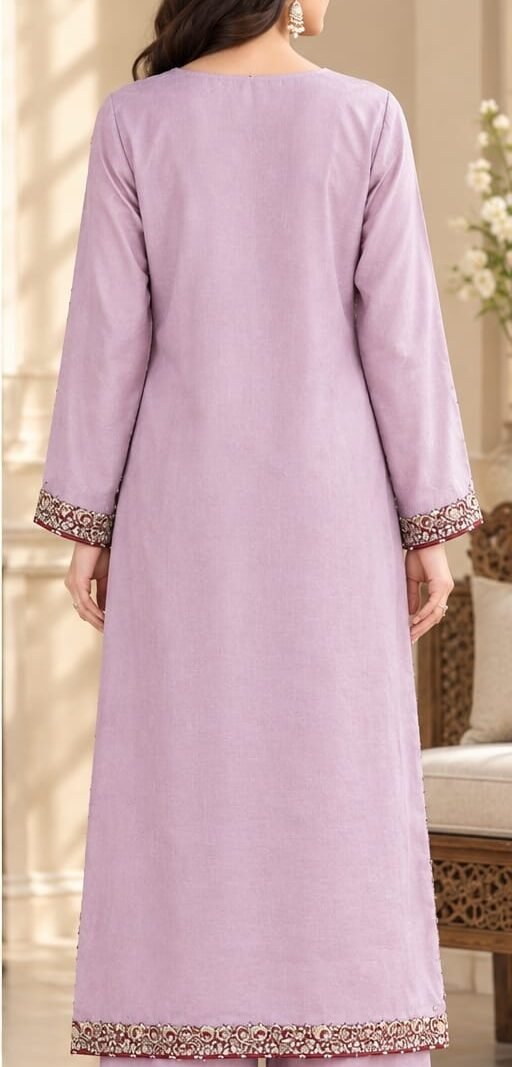 Lavender Silk Embroidered 2-Piece Suit Mirsa Studio