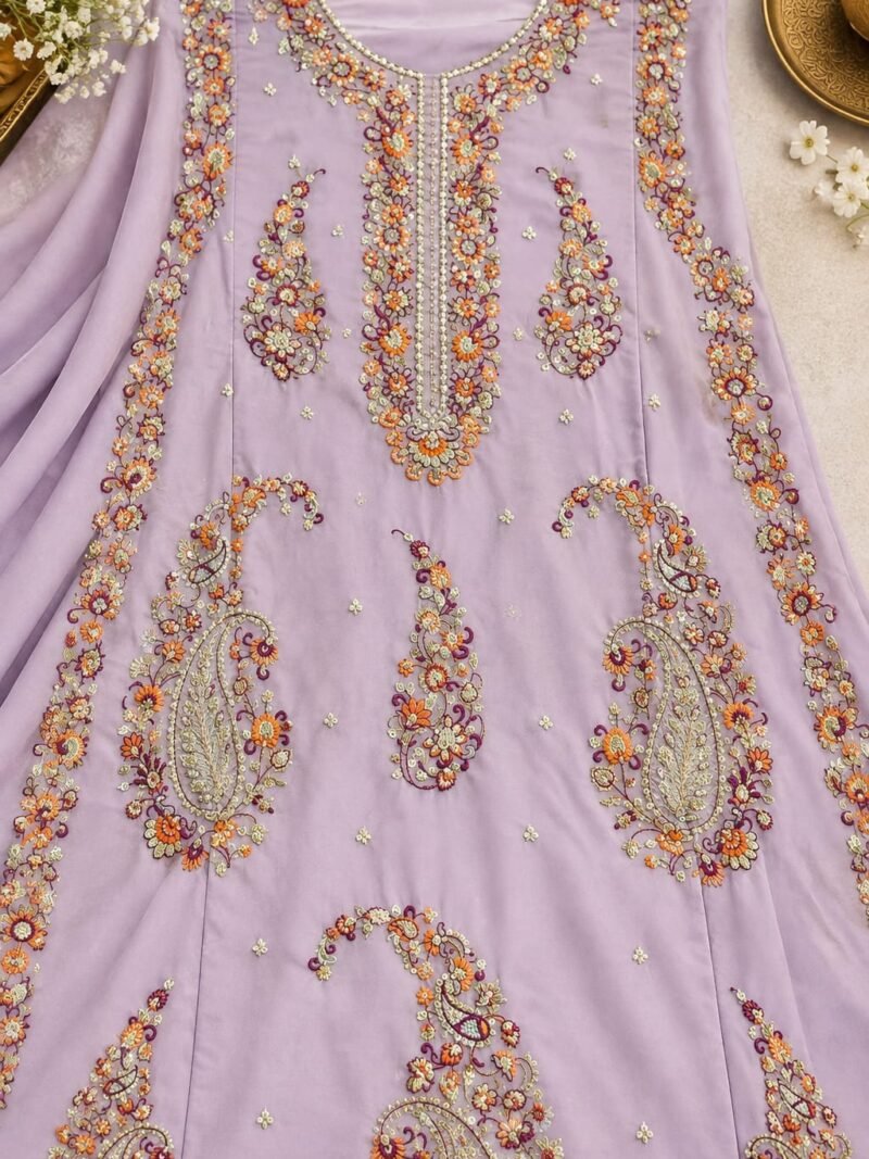 Lavender Silk Embroidered 2-Piece Suit Mirsa Studio